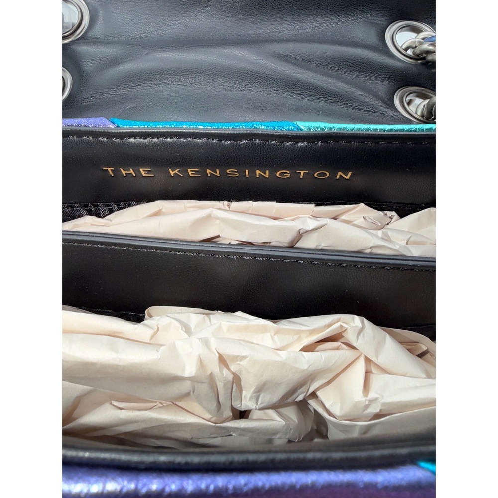 Kurt Geiger London Leather Kensington Bag Rainbow Metallic Stripe Eagle Head NEW - Picture 8 of 12